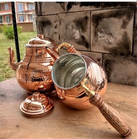 Resim Kırmızı Dövme Ağır Çaydanlık Bakır 