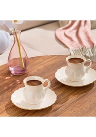 Resim Perotti 4311 Emery 12 Parça Yaldızlı Porselen Kahve Fincan Takımı 