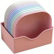 Resim 10 Kare Yemek Tabağı ve 1 Stand - Atıştırmalıklar ve Kahvaltı için Harika Taşınabilir Yemek Tabağı Seti - Dayanıklı Plastik - Temel Mutfak Aracı 