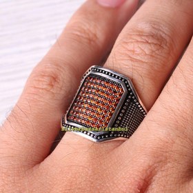 Resim Full Multi Citrine Stone Turkish 925 Sterling Silver Mens Ring - US: 5.25 / 50 mm / Turk: 10 