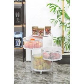 Resim Evistro Tezgah Üstü 3 Katlı Metal Açılır Kapanır Paslanmaz Sebzelik Beyaz 