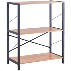 Resim Metal Kitaplık 3 Raflı Ofis Kitaplığı Kitap Dosya Rafı Ceviz Kahverengi 