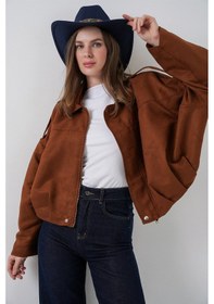 Resim Bigdart Kadın Oversize Süet Ceket 1055 - Y.Kiremit 