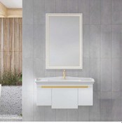 Resim Denko Motta 100 CM Asma Mdf Beyaz Banyo Dolabı Takımı 