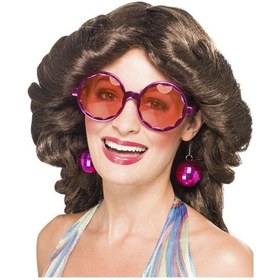 Resim Disko Toplu Küpeli Parti Gözlüğü Pembe Renk Çok Renkli 