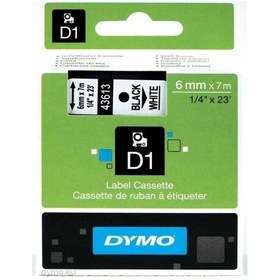 Resim Dymo 43613 Uyumlu Beyaz-siyah D1 Yedek Şerit 6mm X 7m 