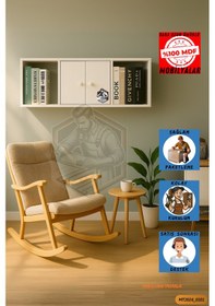 Resim Tamamı Mdf 2 Kapaklı Açık Bölmeli Duvar Rafı Kitaplık 