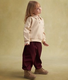 Resim Unisex Çocuk Gabardin Paça Detaylı Pantolon Mürdüm - 4-5 Yaş 