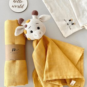 Resim Amigurumi Müslin Yenidoğan Bebek Seti Zürafa - Hediye Kutusu 