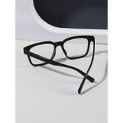 Resim 1 adet Minimalist Kare Siyah Gözlük Erkekler için, Tam Çerçeveli Şeffaf Lens PC Çerçeve, Günlük İş, İşe Giderken, Bilgisayar Oyunları, TV ve Mobil Kullanım için Şık, Kadınlar için Uygun 