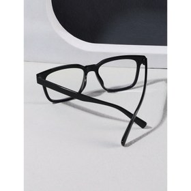 Resim 1 adet Minimalist Kare Siyah Gözlük Erkekler için, Tam Çerçeveli Şeffaf Lens PC Çerçeve, Günlük İş, İşe Giderken, Bilgisayar Oyunları, TV ve Mobil Kullanım için Şık, Kadınlar için Uygun 