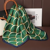 Resim Boho Şık Yeşil Çiçek Baskılı Kare Eşarp - 69.85cm Polyester Kadın Hijab, Giysi & Çantalar için Çok Yönlü Aksesuar, Elde Yıkama veya Kuru Temizleme, Günlük Kullanım için Mükemmel, Hijab Eşarp 