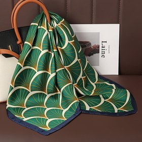 Resim Boho Şık Yeşil Çiçek Baskılı Kare Eşarp - 69.85cm Polyester Kadın Hijab, Giysi & Çantalar için Çok Yönlü Aksesuar, Elde Yıkama veya Kuru Temizleme, Günlük Kullanım için Mükemmel, Hijab Eşarp 