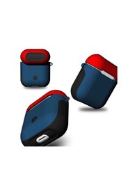Resim Ekılıf - Apple Uyumlu AirPods 1.nesil - Kılıf Darbelere Karşı Dayanıklı Shockproof Silikon Kılıf - Mavi-kırmızı 