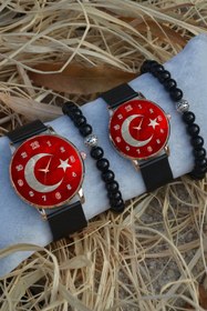 Resim Kubbehan Sevgili Saati Türk Bayrağı Tasarımlı Çift Kol Saatleri 