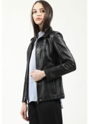 Resim Dericlub Yb-2139 Gerçek Deri Kadın Ceket Siyah 