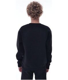 Resim Siyah Erkek Çocuk Sweat Pamuklu Rahat Kalıp Basic Uzun Kollu Siyah 