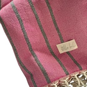 Resim Peştemal 90 X 180 Cm Jakarlı%100 Pamuk El Dokuması Püsküllü | Kutulu Rope | Pembe - Turuncu - Siyah 