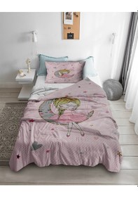 Resim Ayda Oturan Sevimli Kız Tek Kişilik Pike ( Yastık Kılıflı ) 