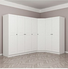Resim Minar Kale190 7 Kapaklı 2ç Köşe Dolap Beyaz Mebran 210cm Beyaz 