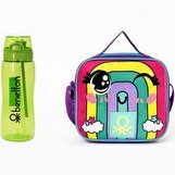 Resim United Colors Of Benetton Gökkuşağı Desenli Okul Seti (Beslenme - Yeşil Matara) 