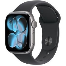 Resim Apple Watch Series 11 GPS 42mm Uzay Grisi Alüminyum Kasa ve Siyah Spor Kordon - S/M 