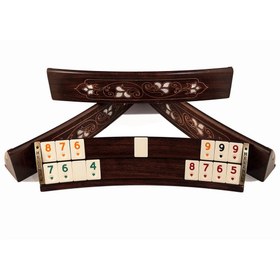 Resim Helena Wood Art Sedef ve Bakır Kakmalı Oymalı Okey Takımı 