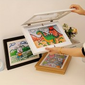 Resim 3 Boyutlu Manyetik Gençler Sanat Ekran Çerçevesi - Kolay Ön Açma, Sağlam Ahşap, Posterler, Fotoğraflar ve Resimler için Yatay ve Dikey Asılabilir - Şık Siyah, Ev Dekoru ve Hediye Çocukların Fotoğraf Çerçeveleri için Mükemmel 