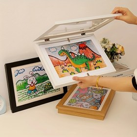 Resim 3 Boyutlu Manyetik Gençler Sanat Ekran Çerçevesi - Kolay Ön Açma, Sağlam Ahşap, Posterler, Fotoğraflar ve Resimler için Yatay ve Dikey Asılabilir - Şık Siyah, Ev Dekoru ve Hediye Çocukların Fotoğraf Çerçeveleri için Mükemmel 