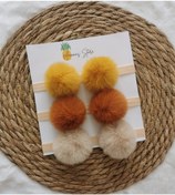 Resim Kız Çocuk Bebek 3 Lü Peluş Ponpon Bandana Seti 