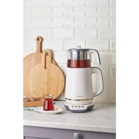 Resim 1760 Saat Konuşan Krem Altın Renkli Çay Makinesi, Şık ve Kullanışlı Tasarım 