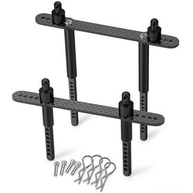 Resim Mufunye 1/10 Rc Crawler Araçlar İçin Ayarlanabilir Ön Ve Arka Kabin Direkleri, Siyah Metal + Karbon Fiber 