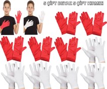 Resim Nessiworld Çocuk Gösteri Eldiven Seti – 5 Çift Beyaz &amp; 5 Çift Kırmızı 