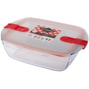 Resim Ocuisine Beyaz Dikdörtgen Cam Saklama Kabı 28x20 Cm 