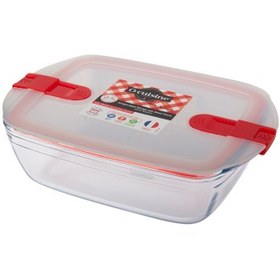 Resim Ocuisine Beyaz Dikdörtgen Cam Saklama Kabı 28x20 Cm 