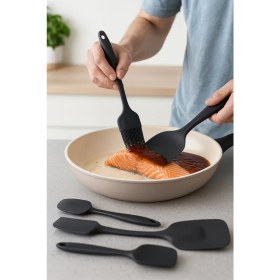 Resim Homvira 5’li Silikon Spatula & Yağlama Fırçası Seti–ısıya Dayanıklı, Yapışmaz, Servis Seti 