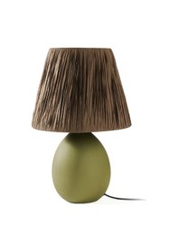 Resim Design Rond Seramik Abajur - Yeşil / Kahverengi - 37x24x24 Cm Çok Renkli 