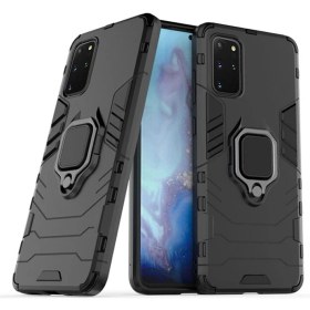 Resim Microcase Samsung Galaxy S20 Plus Batman Serisi Yüzük Standlı Armor Kılıf - Siyah 