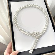 Resim 1 Adet Kadın İmitasyon İnci Bel Kemeri - Zarif Çiçekli Kelebek Fiyonk Tasarımı, Sahte İmitasyon İncili, Düğünler, Partiler ve Günlük Kullanım İçin Çok Yönlü Aksesuar, Klasik Tasarım 