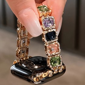 Resim 1 Adet Kadınlar İçin Lüks Simli Renk Taşlı Apple Watch Bant 10-1 Seri 38-49mm Süper 1/2 SE, Yüzük Çokluğu - Şık Bayan Takısı, Renklendirilmiş Devekuyrufu, Parti ve Günlük Ýaşam içın Mukemmel Hediye. Sadece Saat Bandi, Party Zyneti , Eleganti Dizayn Premium Malzemeler Incelikli ýasama Stili Acessuar Moda Severler Taki Tutkunlari 