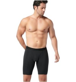 Resim 6 Adet Gümüş Erkek Likralı Uzun Boxer 4074 Siyah 
