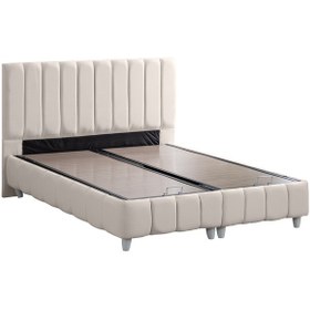 Resim Narva Çift Kişilik Baza Başlık Real Pedli Yatak Seti Krem 180 x 200 