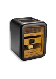 Resim Elektronik Nemlendiricili Camlı 5 Çekmeceli Puro Kutusu Humidor Skylight Siyah 