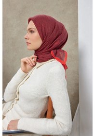 Resim Silk Home Labirent Desen Lyocell Monare Eşarp - 6424 Bayrak Kırmızı 