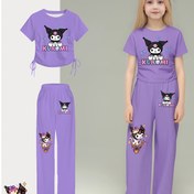 Resim 2 Parça Sanrio Kuromi Baskılı Şık ve Rahat Kız Çocuk Takımı, Dış Mekan İçin Mükemmel 