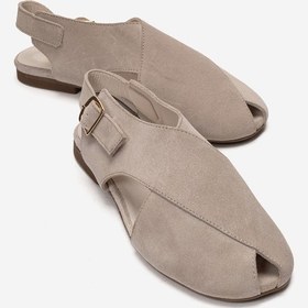 Resim Luvishoes Monaro Bej Süet Hakiki Deri Kadın Sandalet 