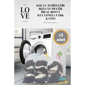 Resim Easyso Çamaşır Yıkama Filesi 3 Adet 60X80CM Çorap Çamaşır Perde Yıkama Filesi 