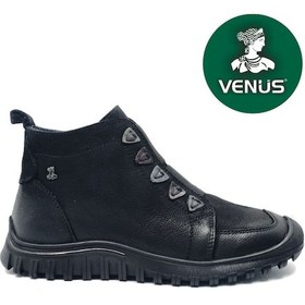 Resim Venüs Nikkoolll Hakiki Deri Kaymaz Taban Ortopedik Kadın Bot Siyah 