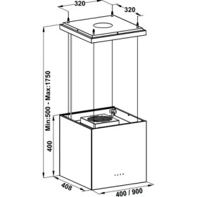 Resim Hafele Polar Ada Tipi Davlumbaz Siyah Cam ve Metal Malzeme ile 650 m3/sa Yüksek Emiş Gücü 