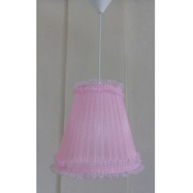 Resim Pembe Kumaş Organze Sarma M-7 Yatak Odası Çocuk Odası Genç ve Bebek Odası Avize Aydınlatma Sarkıt 
